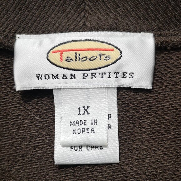 Talbots Petites Ladies Size 1X Dark Brown V-neck Terry Lined Made in Korea Top - Picture 3 of 10